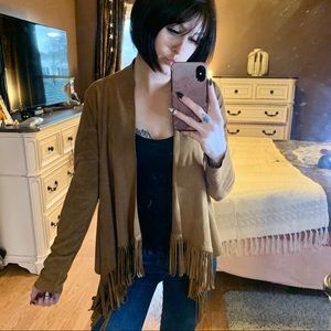 Boho Asymmetrical Suede Fringe Cardigan